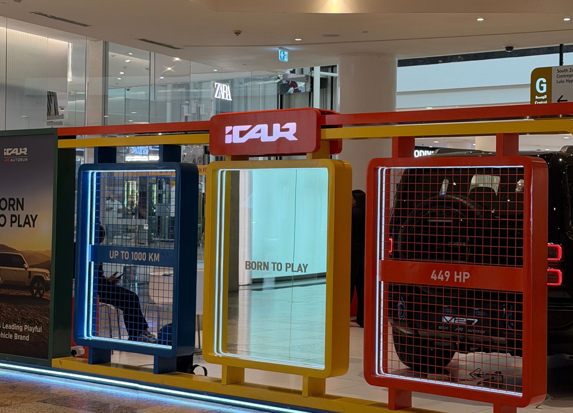 iCAUR vehicle display at Dubai Festival City Mall